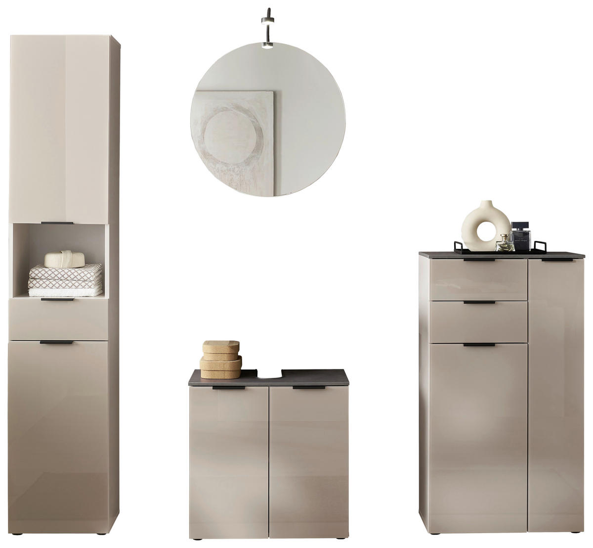 WASCHBECKENUNTERSCHRANK 60/60/35 cm  - Kaschmir/Anthrazit, Lifestyle, Glas/Holzwerkstoff (60/60/35cm) - home24