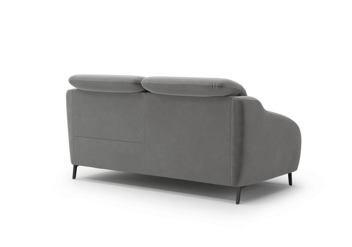 3-SITZER-SOFA Samt Grau  - Schwarz/Grau, MODERN, Textil/Metall (192/93/104cm) - Sit & More