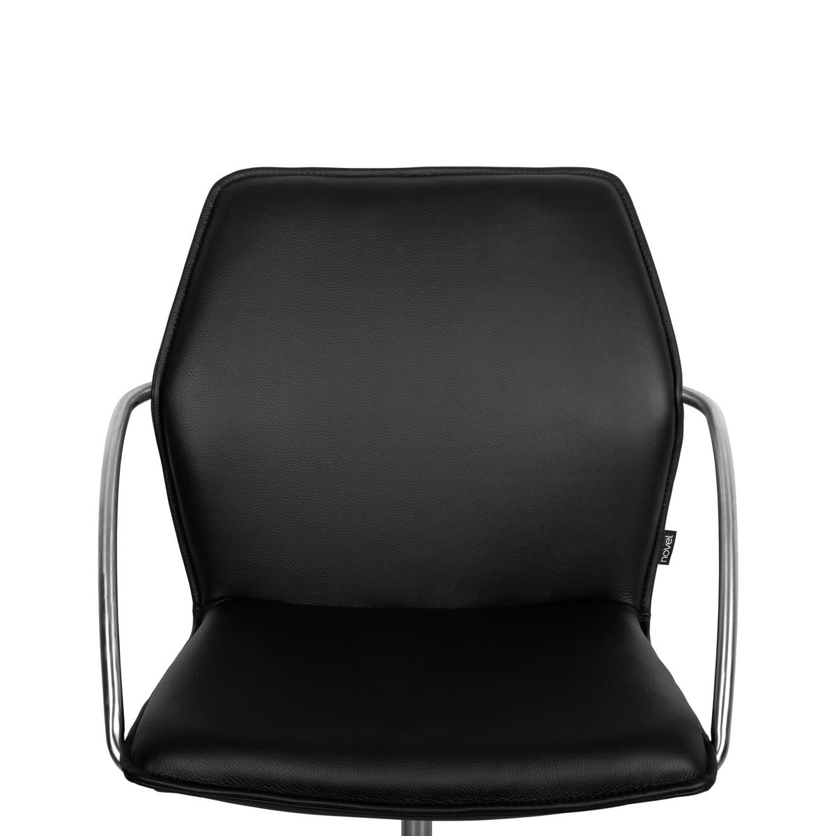 DREHSTUHL  in Schwarz, Edelstahlfarben  - Chromfarben/Edelstahlfarben, Design, Leder/Kunststoff (56,5/82-94/60cm) - Novel