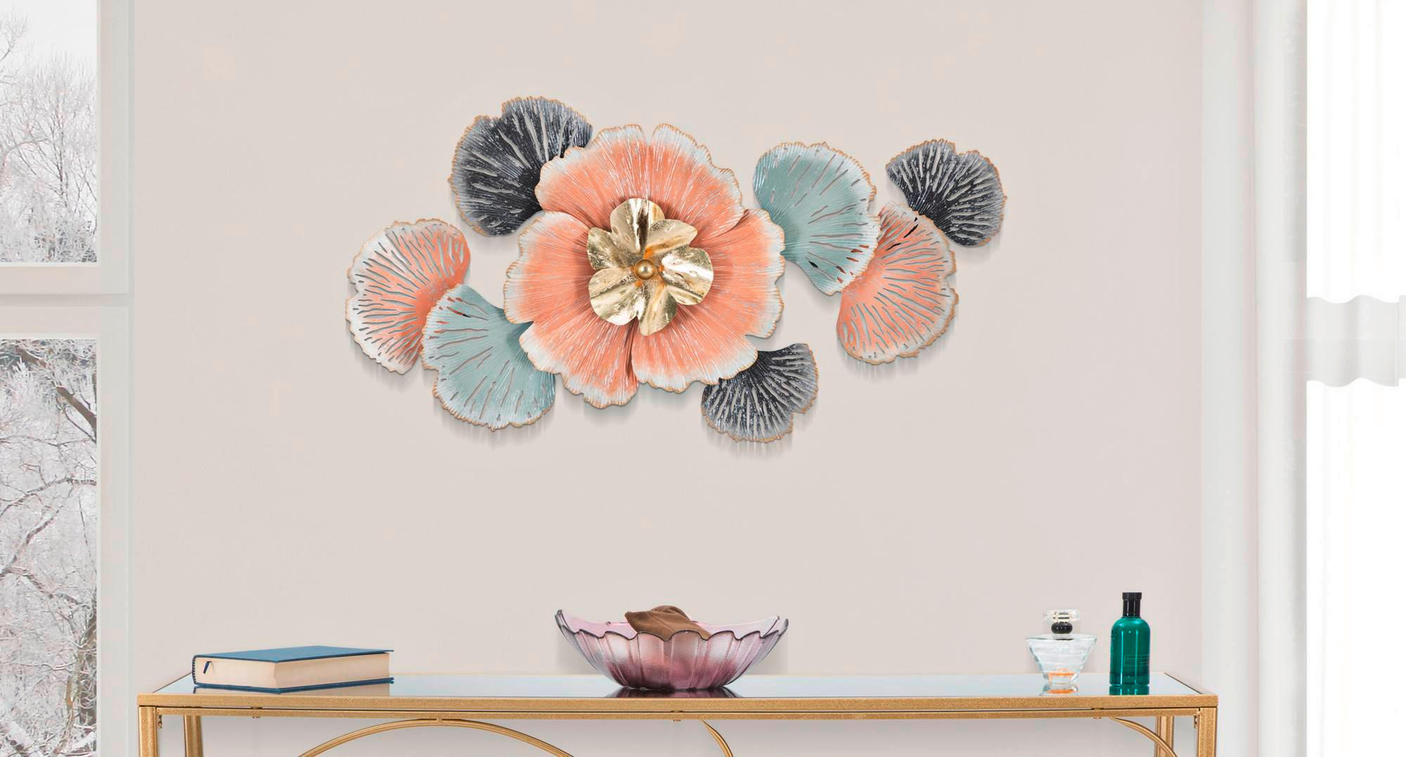 Wanddeko Soty Metall  - Blau/Goldfarben, Basics, Metall (93/53/7.5cm)