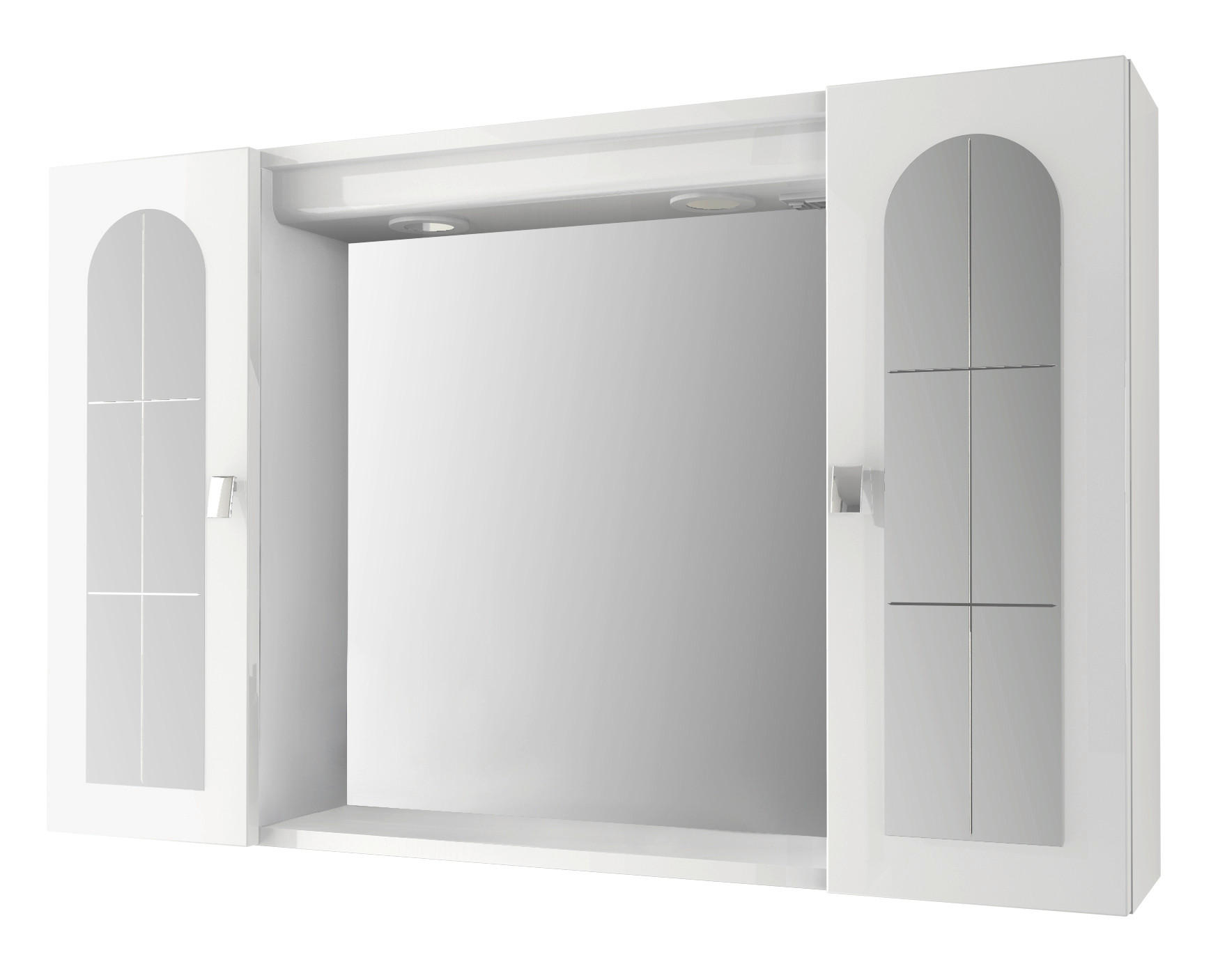 TÜKRÖS SZEKRÉNY 94/60/17 cm  - krómszínű/fehér, Basics, faalapú anyag/Üveg (94/60/17cm) - Welnova