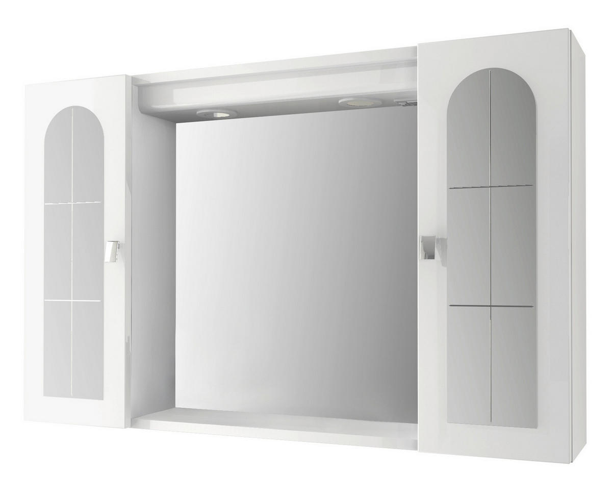 TÜKRÖS SZEKRÉNY 94/60/17 cm  - krómszínű/fehér, Basics, faalapú anyag/Üveg (94/60/17cm) - Welnova