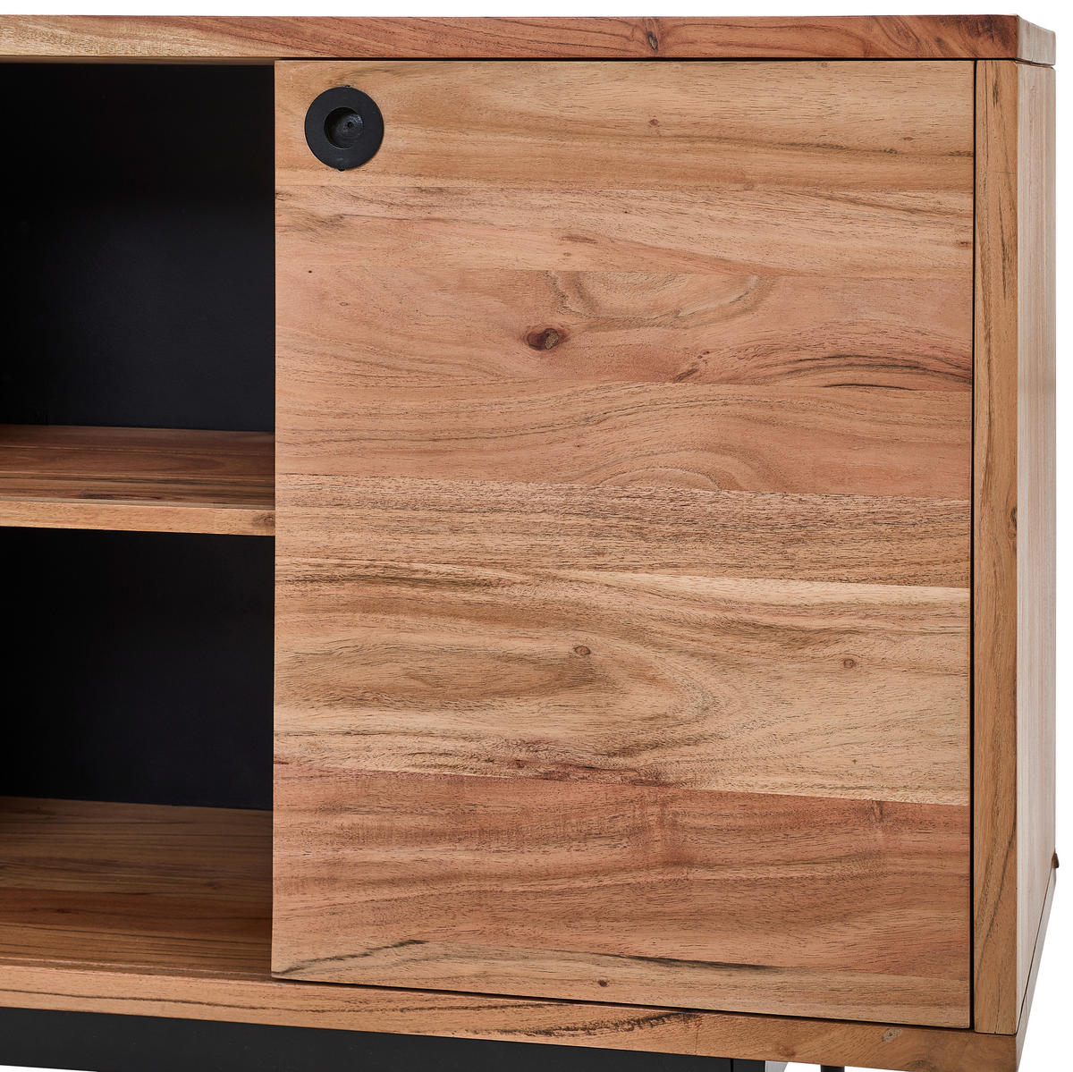 SIDEBOARD  in 160/76/40 cm  - Schwarz/Naturfarben, LIFESTYLE, Holz/Metall (160/76/40cm) - Livetastic