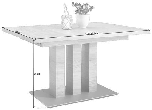 ESSTISCH in Holz, Holzwerkstoff 130-178/90/75 cm  - Edelstahlfarben/Eichefarben, Design, Holz/Holzwerkstoff (130-178/90/75cm) - Moderano