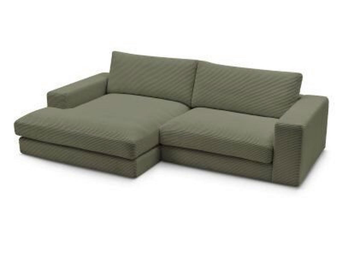 ECKSOFA  LEONARD Hellgrün Cord  - Schwarz/Hellgrün, MODERN, Kunststoff/Textil (159/274cm)