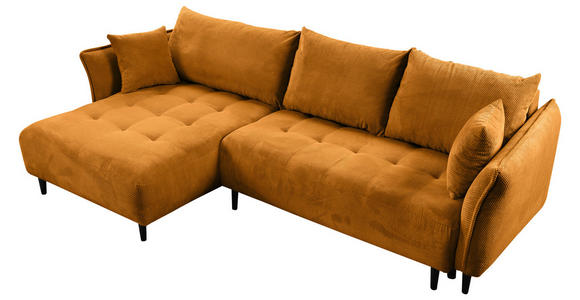 ECKSOFA Currygelb Chenille - Currygelb/Schwarz, KONVENTIONELL, Holz/Textil (160/290cm) - Carryhome