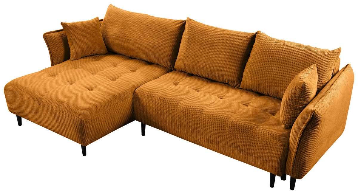 ECKSOFA Currygelb Chenille  - Currygelb/Schwarz, KONVENTIONELL, Holz/Textil (160/290cm) - Carryhome