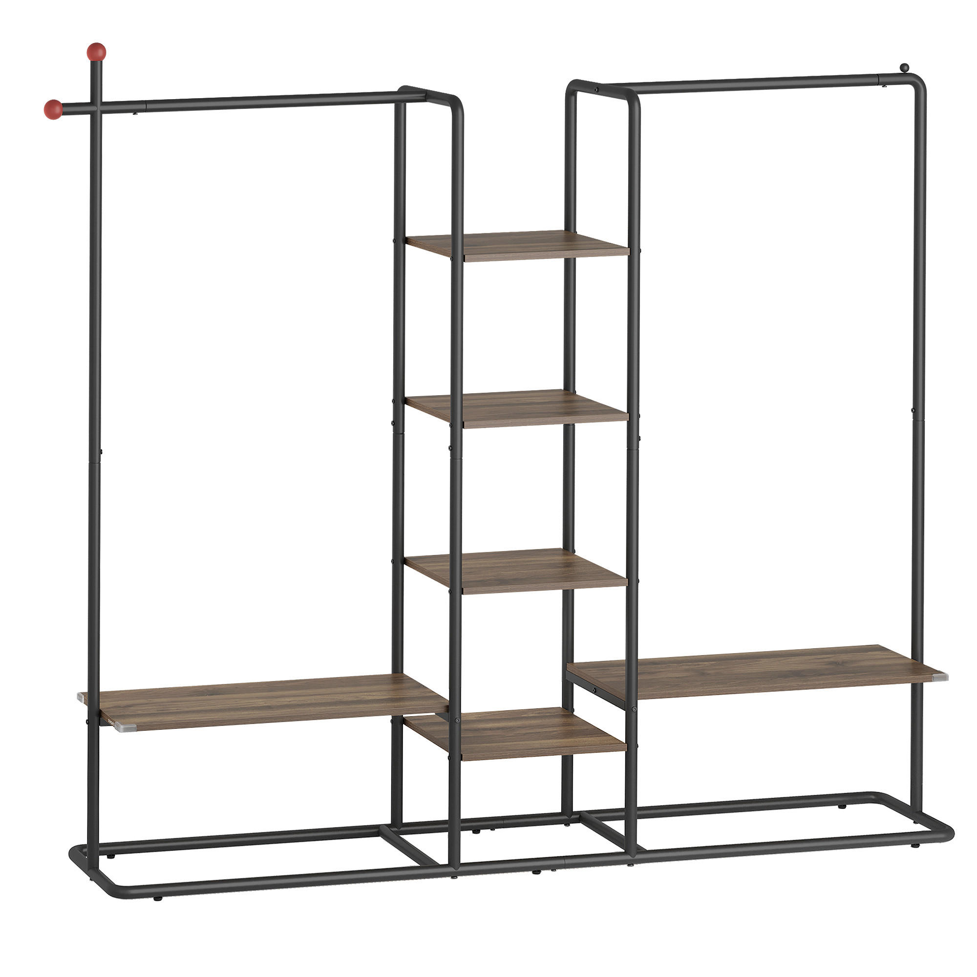 OFFENER KLEIDERSCHRANK 163,6/175,3/33,8 cm,  in Naturfarben, Walnussfarben  - Walnussfarben/Naturfarben, Basics, Holzwerkstoff/Metall (163,6/175,3/33,8cm)