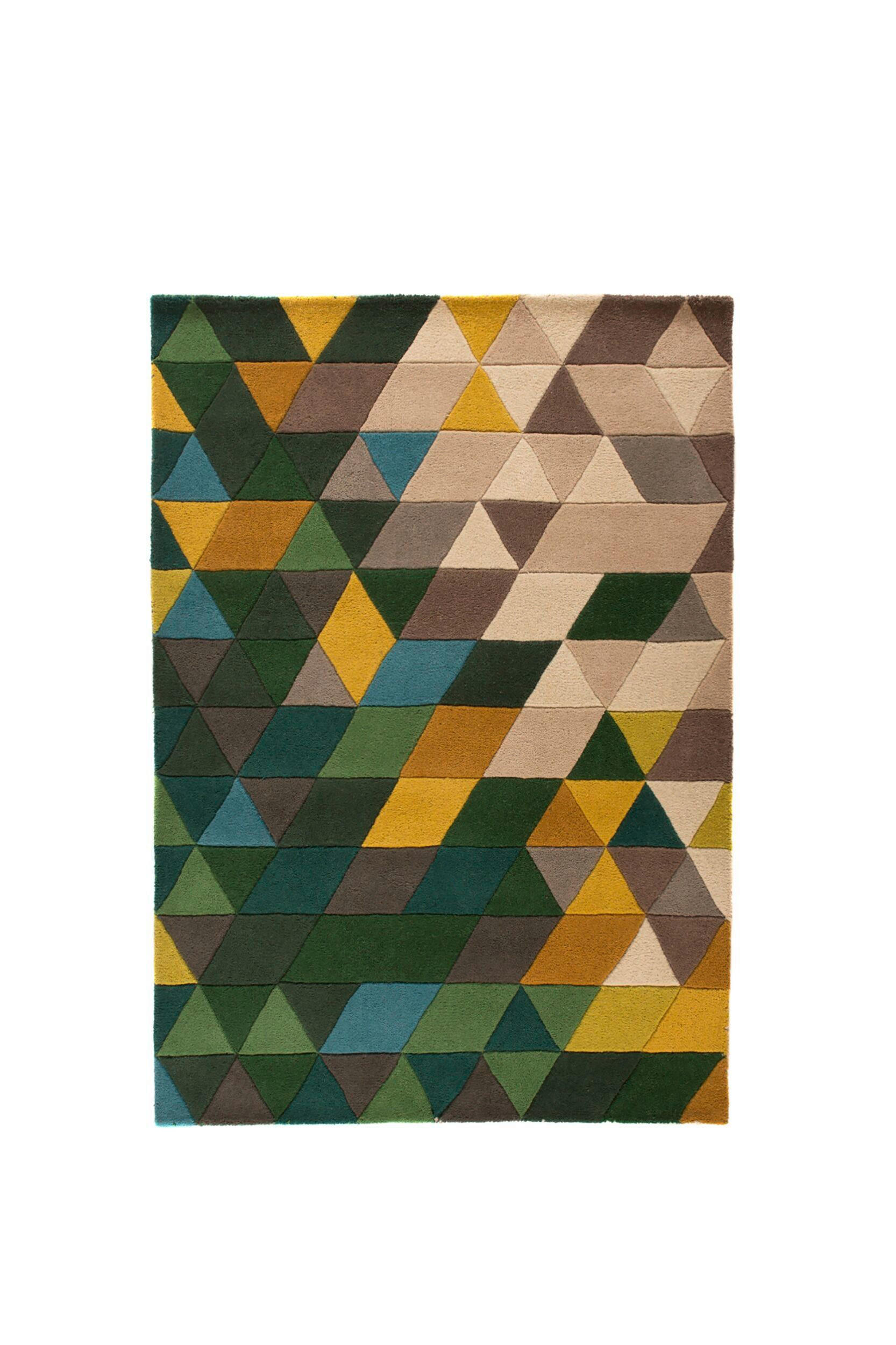 WOLLTEPPICH 170/120 cm  - Multicolor/Grün, Basics, Textil (170/120cm)