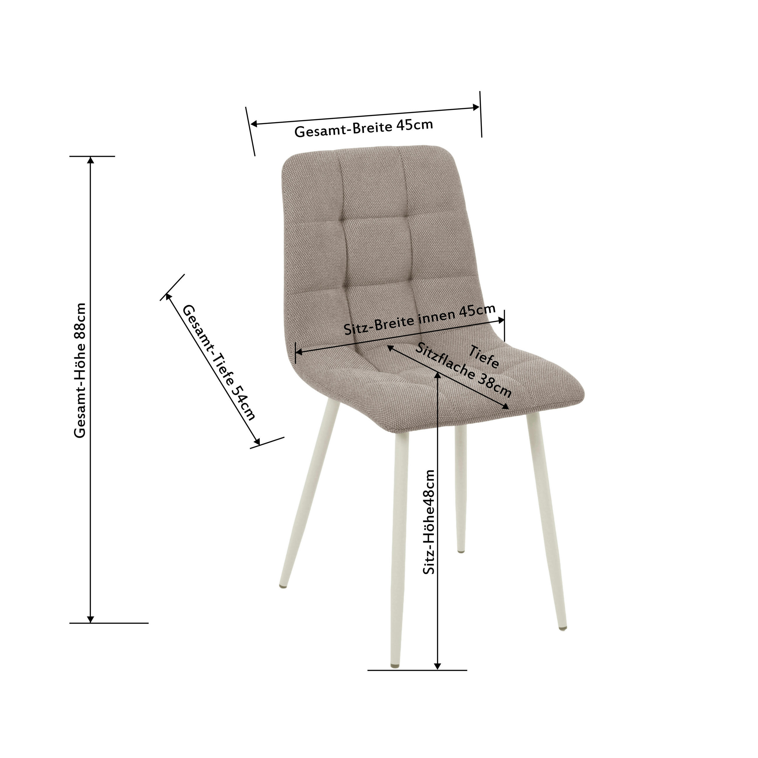 VIERFUßSTUHL - Schwarz/Grau, KONVENTIONELL, Holz/Textil (45/88/55cm) - P & B