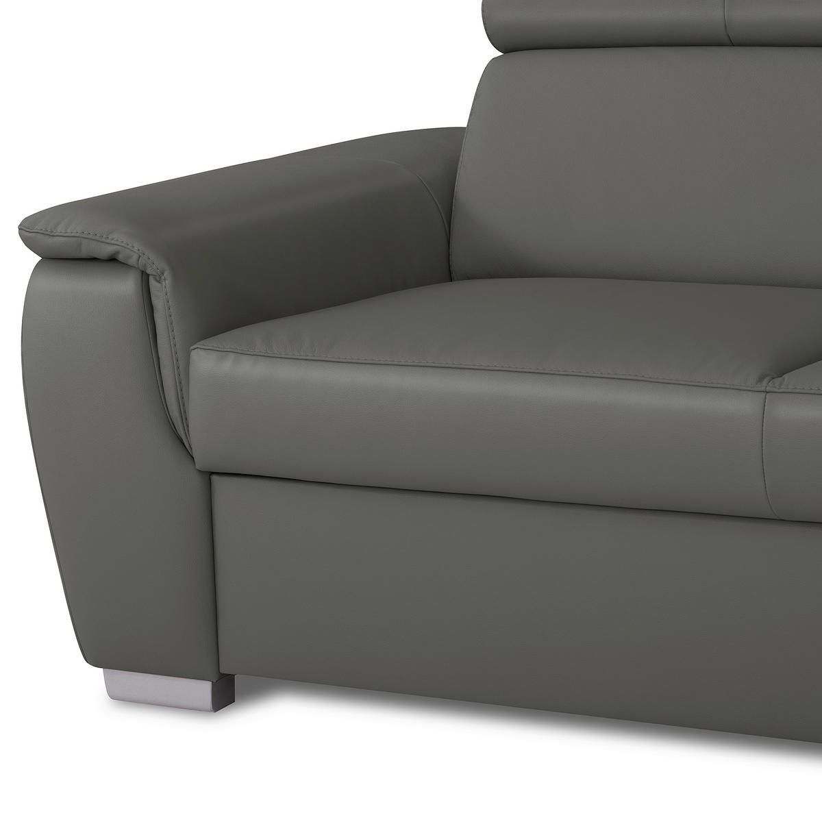 ECKSOFA  in Lederlook Echtleder Anthrazit  - Anthrazit/Silberfarben, Leder/Holz (262/211cm) - Celina Home
