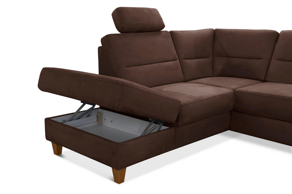 WOHNLANDSCHAFT in Mikrofaser Dunkelbraun  - Eichefarben/Dunkelbraun, Konventionell, Holz/Textil (212/308/163cm) - Sit & More