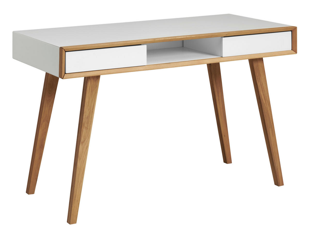 PISALNA MIZA les, leseni material bela, barve hrasta  - barve hrasta/bela, Moderno, leseni material/les (120/78/58cm) - MID.YOU