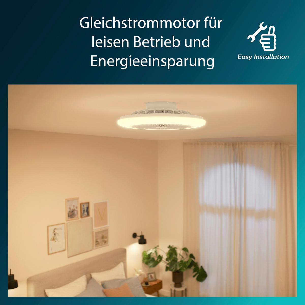 Deckenleuchte mit Ventilator 48,5/13,7/48,5 cm   - Weiß, KONVENTIONELL, Kunststoff (48,5/13,7/48,5cm) - Philips