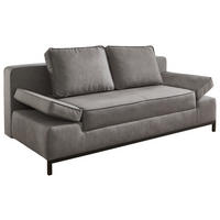 SCHLAFSOFA  mit Mikrofaser Hellgrau  - Hellgrau/Schwarz, KONVENTIONELL, Kunststoff/Textil (202/90/97cm) - Carryhome