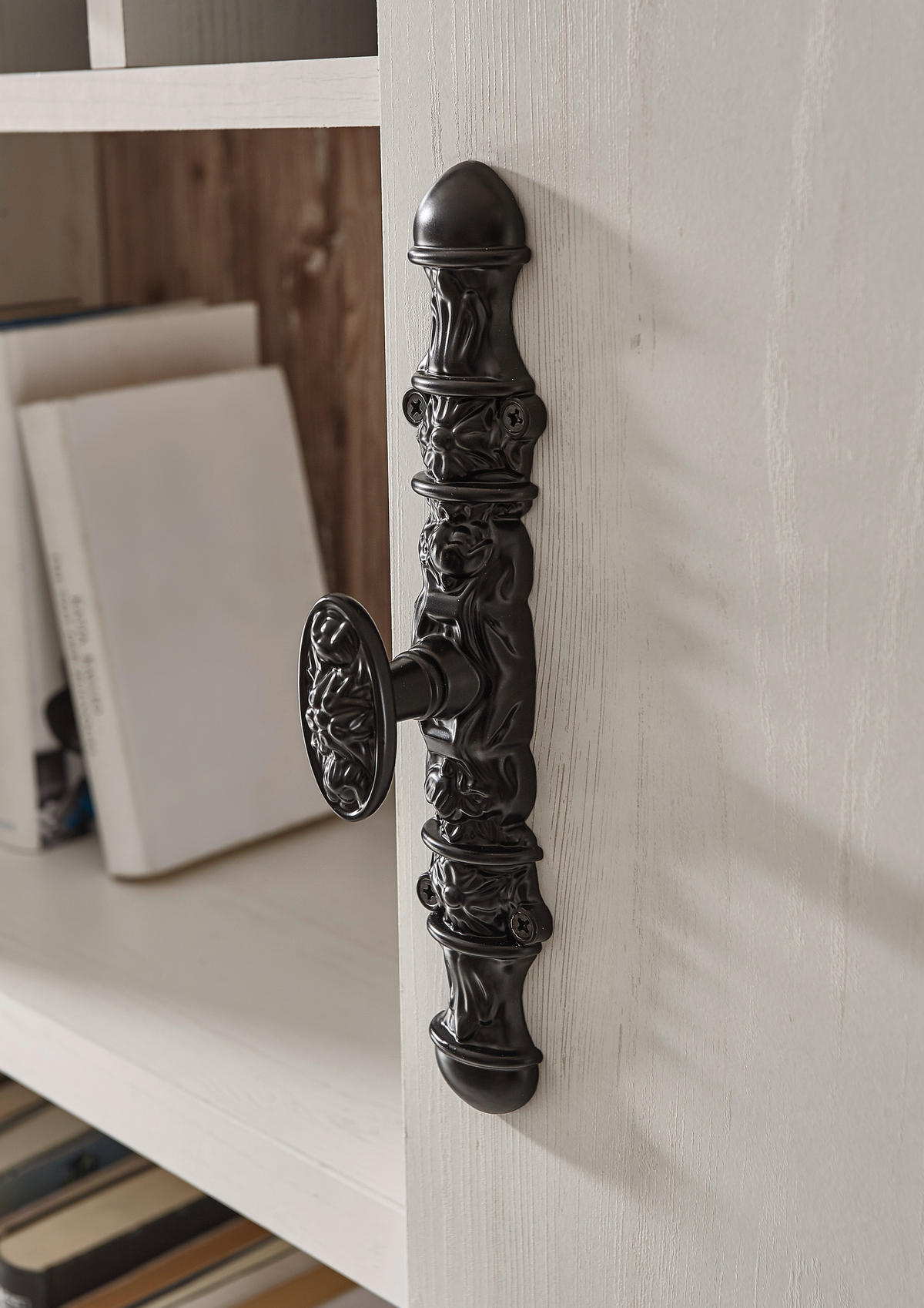 VITRINE in Pinienfarben  - Schwarz/Pinienfarben, Design, Holzwerkstoff/Metall (71/146/37cm) - MID.YOU