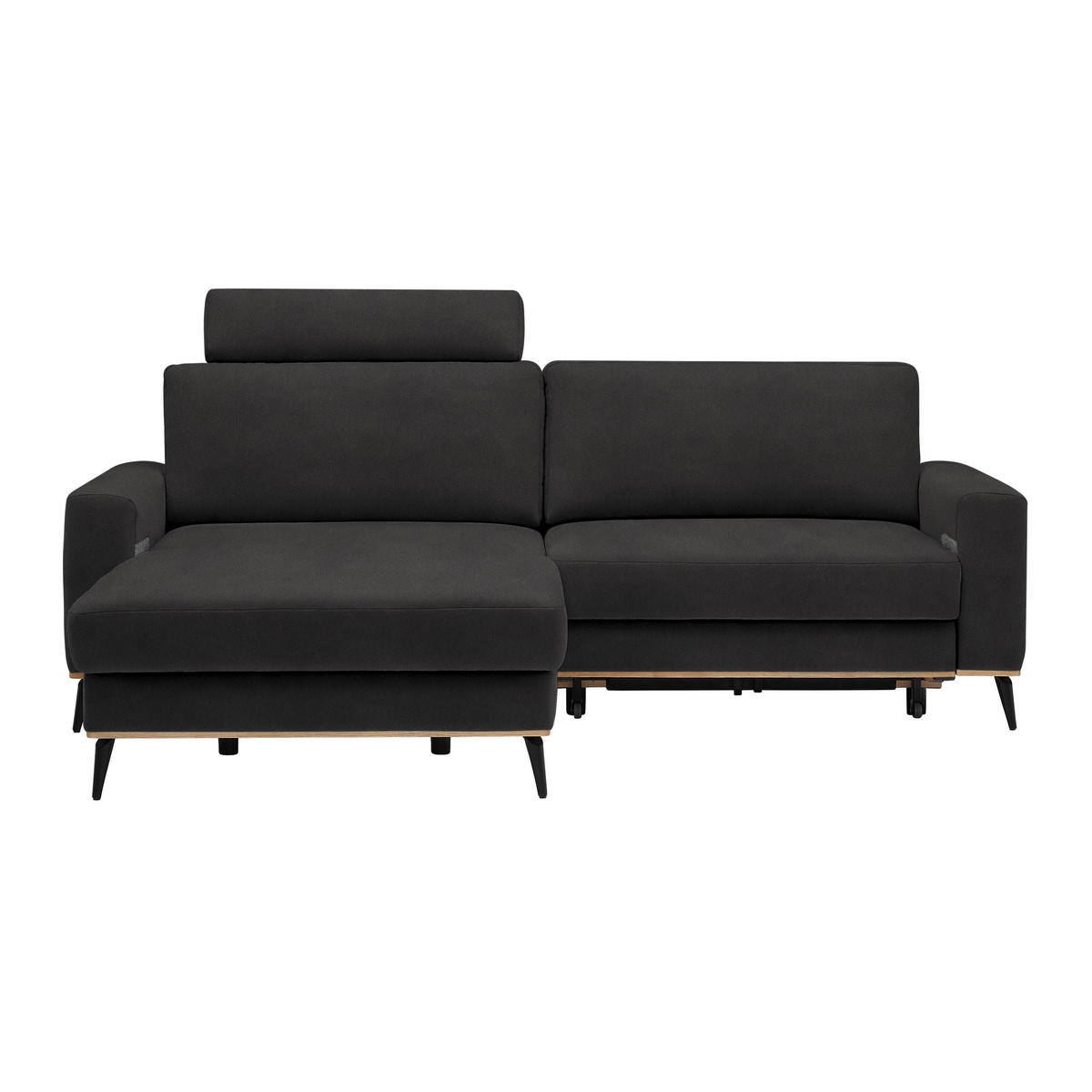 ECKSOFA in Lederlook, Mikrofaser Dunkelgrau  - Dunkelgrau/Schwarz, Konventionell, Holz/Textil (167/234cm) - MID.YOU