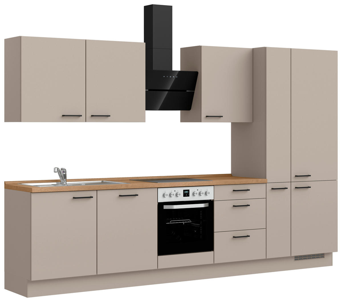 KÜCHENBLOCK Easytouch 330 cm  in Eichefarben, Sandfarben  - Sandfarben/Eichefarben, MODERN, Holzwerkstoff/Metall (330cm) - Nobilia