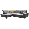 ECKSOFA in Chenille Grau  - Schwarz/Grau, Design, Textil/Metall (240/308cm) - Xora