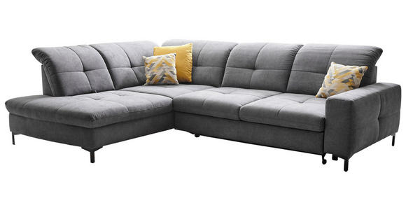 ECKSOFA in Chenille Grau  - Schwarz/Grau, Design, Textil/Metall (240/308cm) - Xora