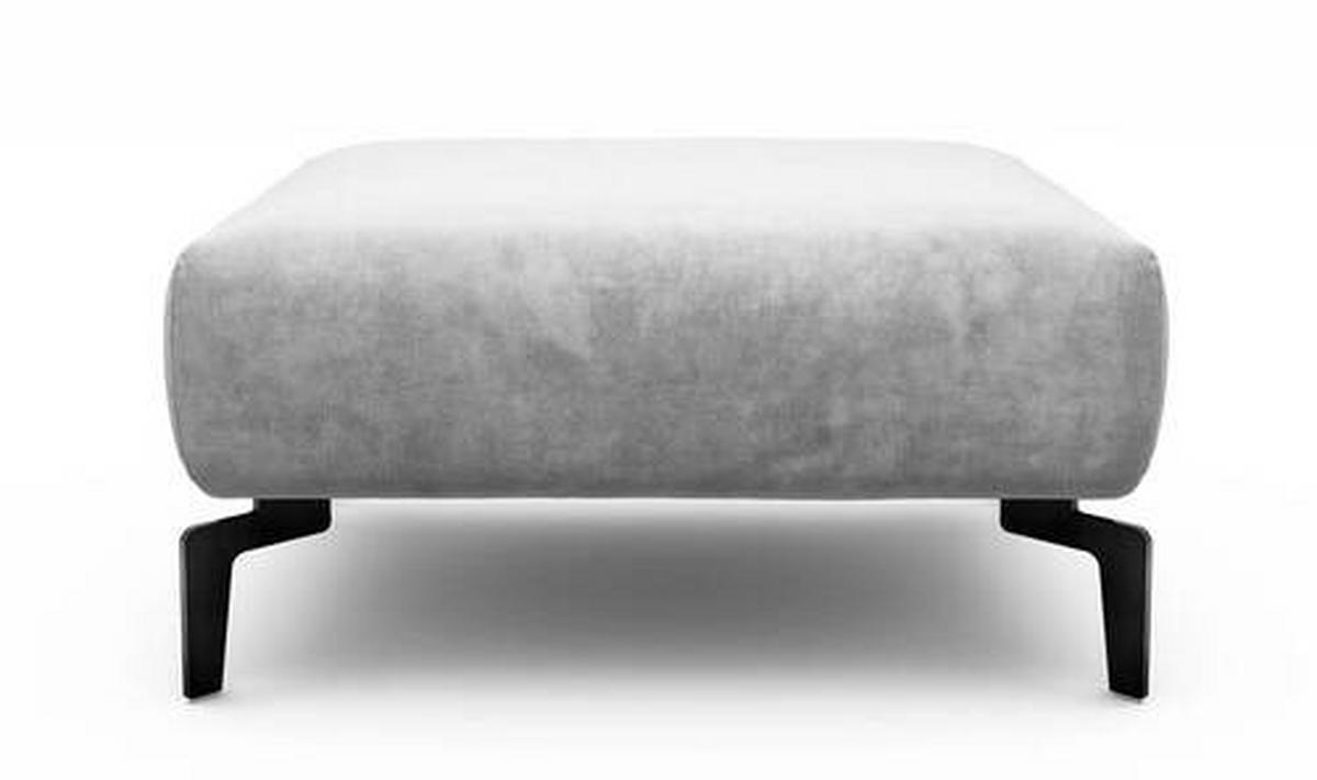 HOCKER Samt Hellgrau  - Hellgrau/Schwarz, Design, Textil/Metall (90/70/46cm) - SENSOO