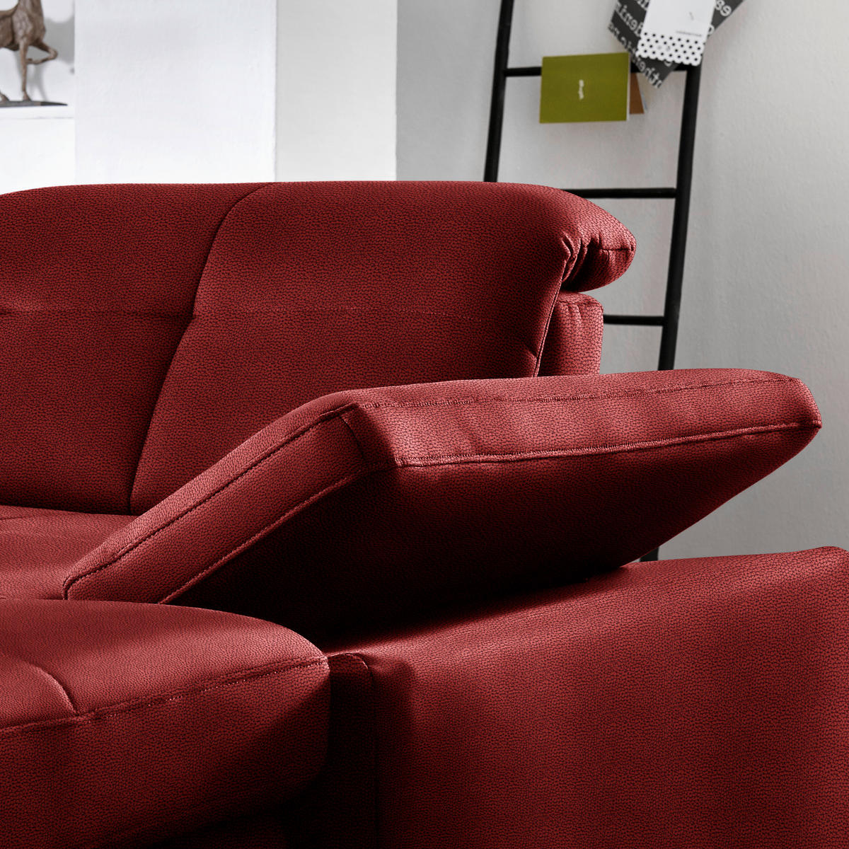 WOHNLANDSCHAFT  in Mikrofaser Dunkelrot  - Chromfarben/Dunkelrot, Design, Holzwerkstoff/Textil (260/371/195cm) - Beldomo Style