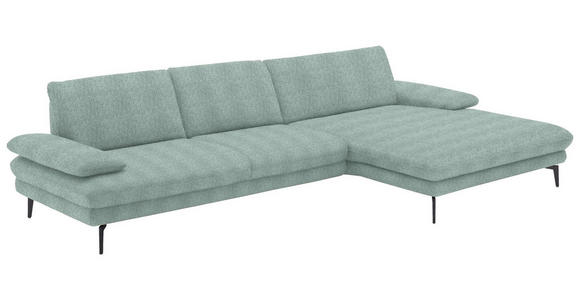 ECKSOFA in Chenille Mintgrün 310/180 cm - Schwarz/Mintgrün, Design, Textil/Metall (310/180cm) - Dieter Knoll