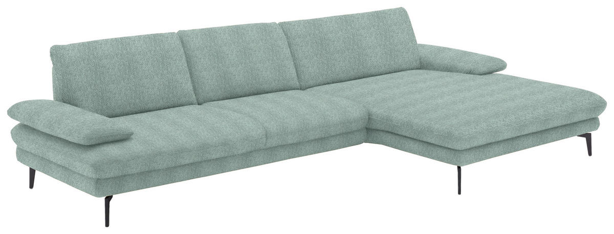 ECKSOFA in Chenille Mintgrün  - Schwarz/Mintgrün, Design, Textil/Metall (310/180cm) - Dieter Knoll