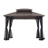 Pavillon inkl. Moskitonetz 366/293/307 cm Stahl  - Dunkelbraun/Schwarz, Basics, Metall (366/293/307cm) - Modante