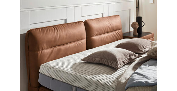 BOXSPRINGBETT 180/200 cm in Cognac - Cognac/Schwarz, Design, Textil/Metall (180/200cm) - Johann Jakob