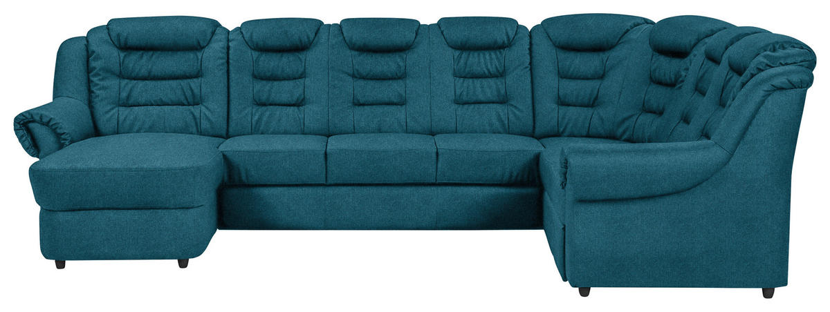 WOHNLANDSCHAFT in Chenille Blau  - Blau/Schwarz, Konventionell, Kunststoff/Textil (165/333/216cm) - Livetastic