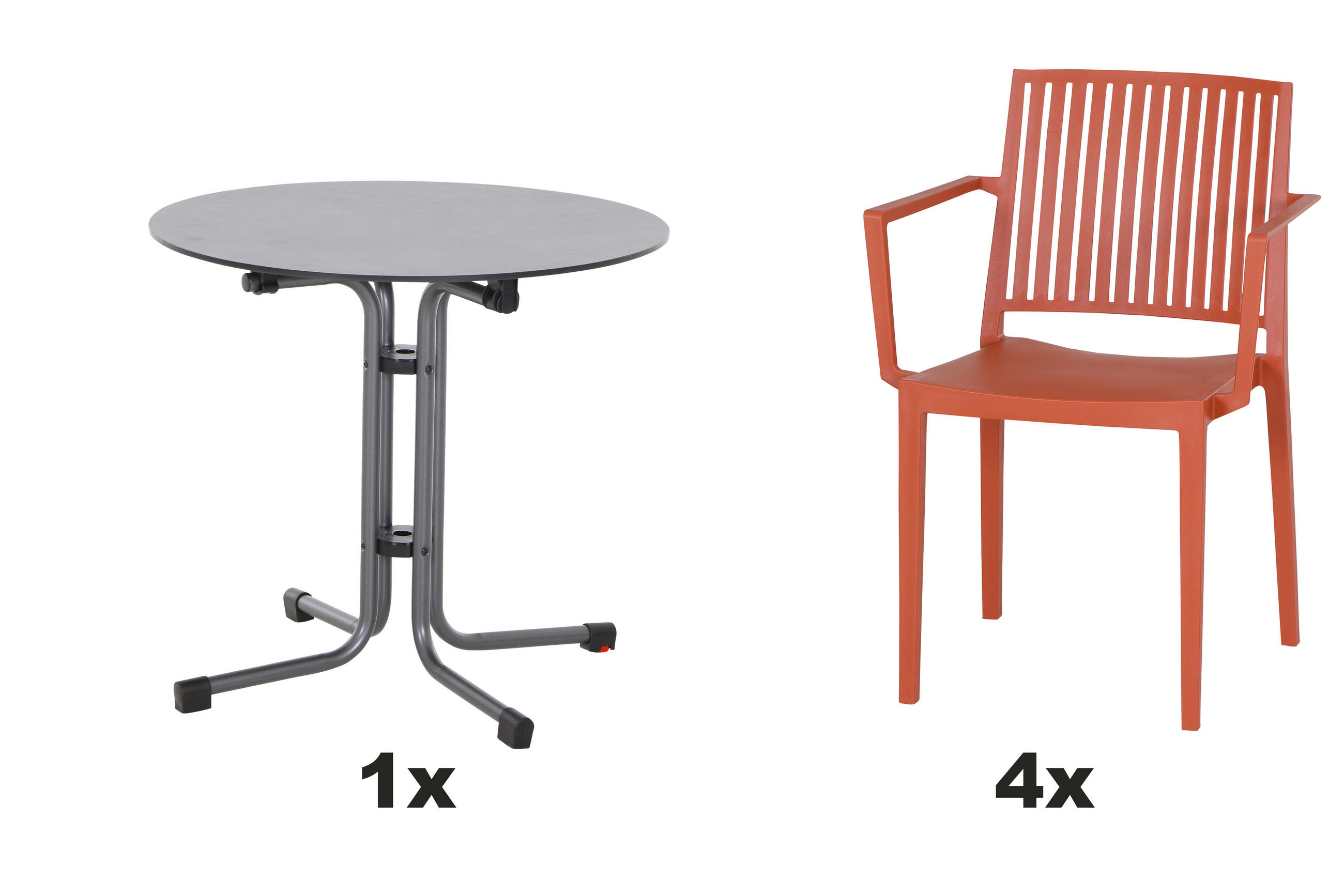 GARTENGARNITUR 5-teilig Stahl  - Anthrazit/Rot, Basics, Kunststoff/Metall (57/80/56cm) - Siena Garden