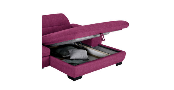 ECKSOFA  in Webstoff Lila Rücken echt, Kopfteilverstellung  265/180 cm  - Lila/Schwarz, Design, Textil/Metall (265/180cm) - Carryhome
