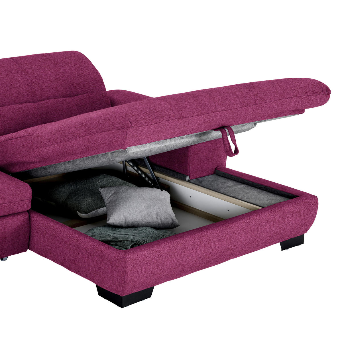 ECKSOFA Webstoff Lila  - Lila/Schwarz, Design, Textil/Metall (265/180cm) - Carryhome