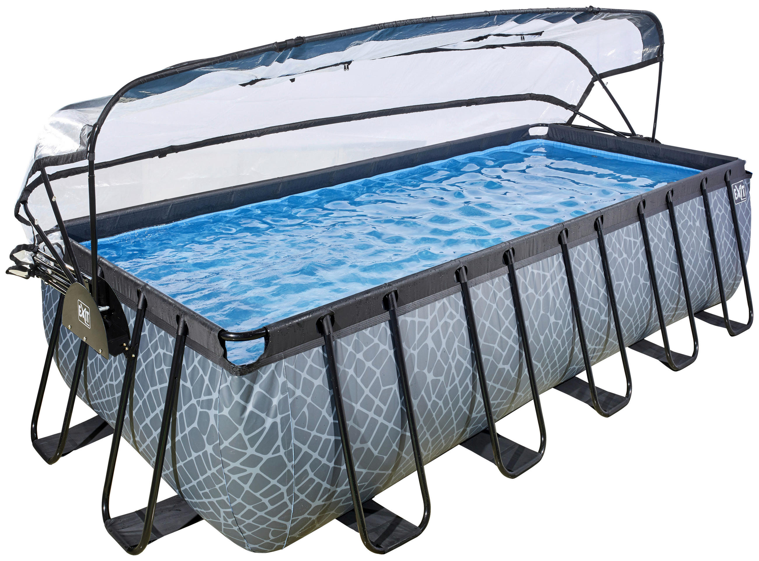 POOL-SET STONE 540/250/122 cm  - Grau, KONVENTIONELL, Metall (540/250/122cm) - EXIT Toys