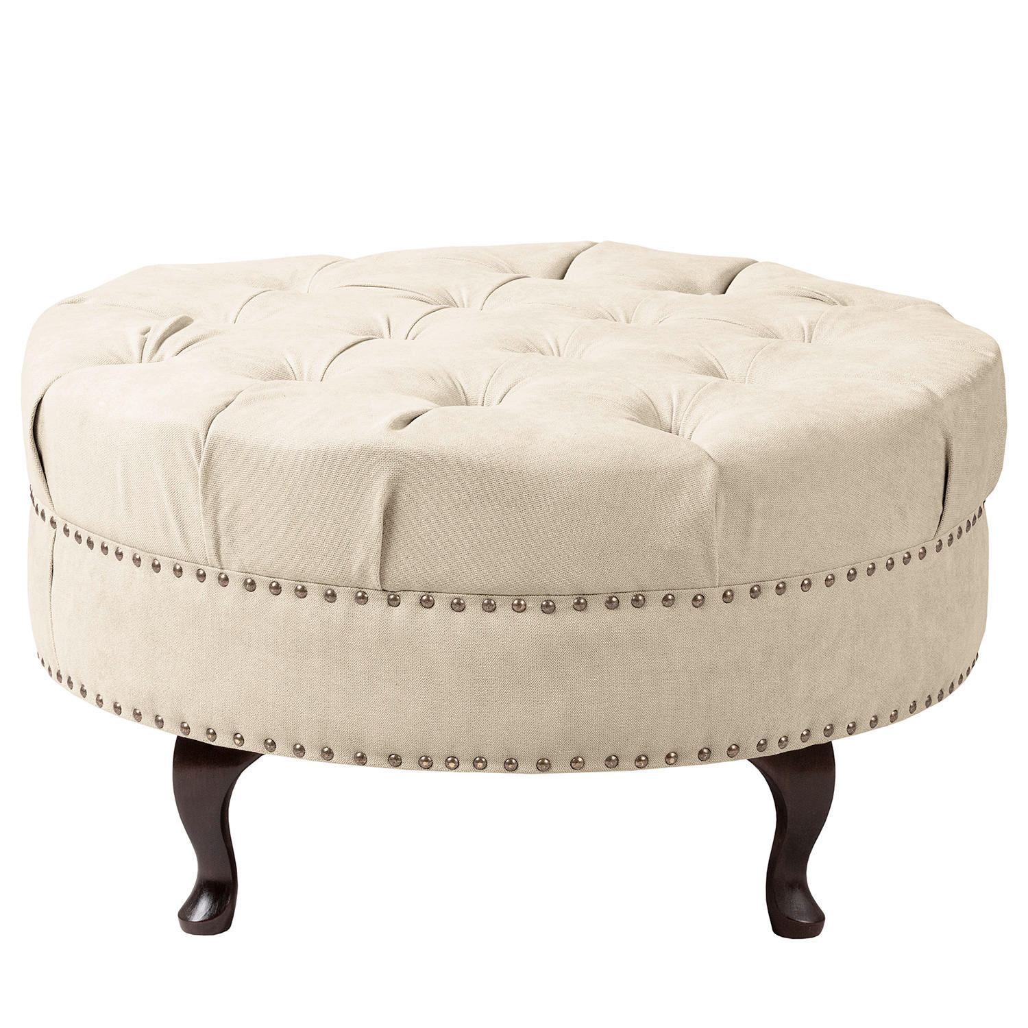 HOCKER Textil Creme  - Creme/Braun, Design, Holz/Textil (80/45/80cm) - Livetastic