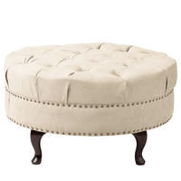 HOCKER Textil Creme  - Creme/Braun, Design, Holz/Textil (80/45/80cm) - Livetastic