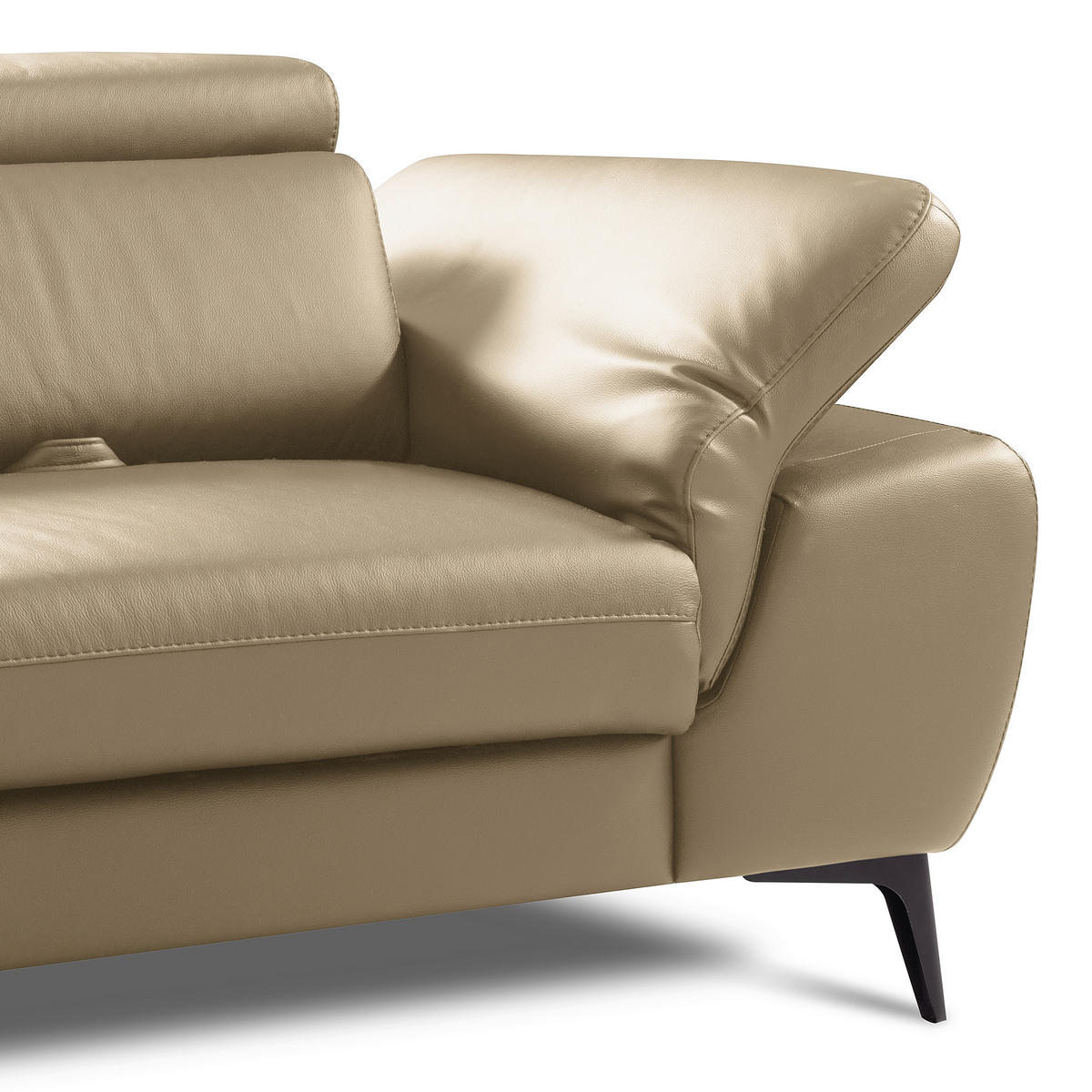 ECKSOFA  in Lederlook Echtleder Hellgrau  220/274 cm  - Hellgrau/Schwarz, Design, Leder/Textil (220/274cm) - Livetastic