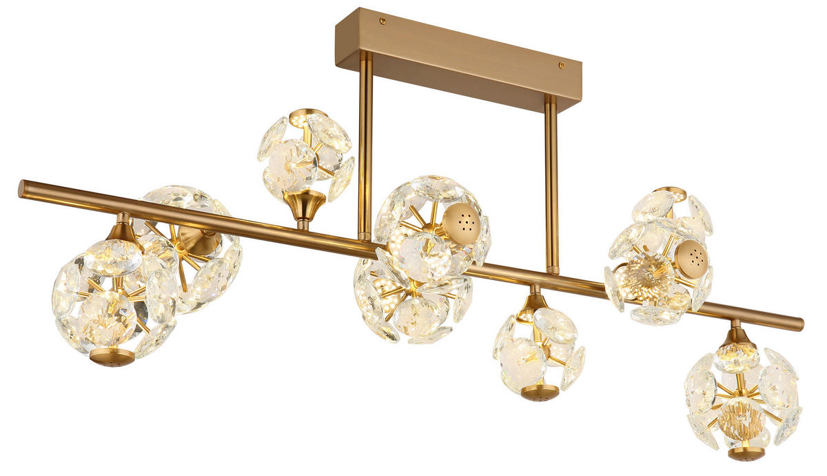 LED-DECKENLEUCHTE 101/34,5/34,5 cm   - Klar/Goldfarben, KONVENTIONELL, Glas/Metall (101/34,5/34,5cm) - Globo