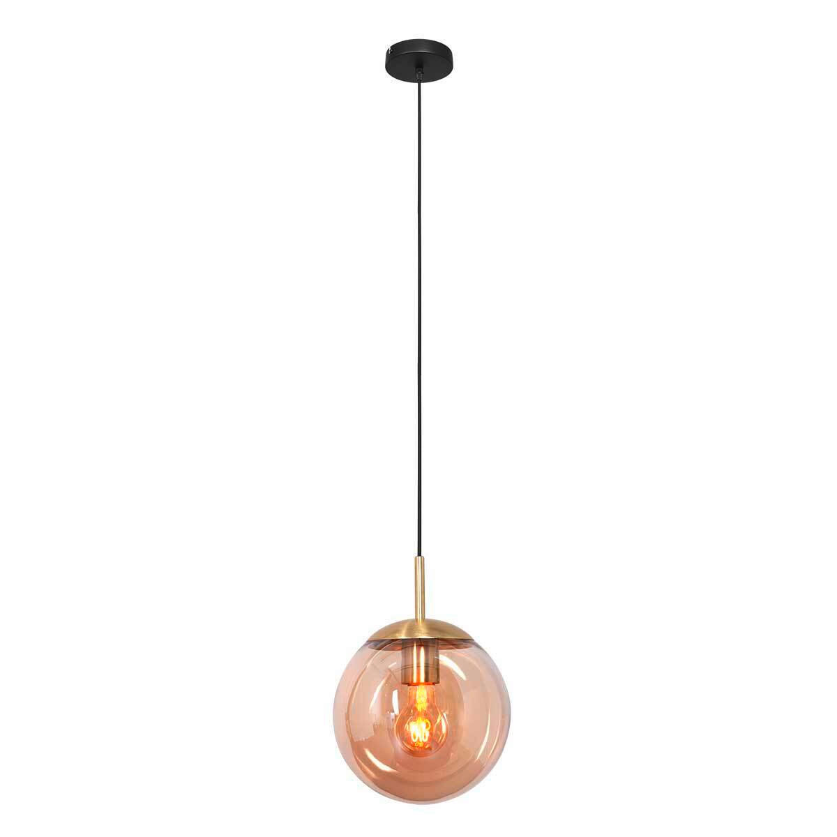PENDELLEUCHTE Bollique 25/35-175 cm   - Messingfarben/Schwarz, KONVENTIONELL, Glas/Metall (25/35-175cm)