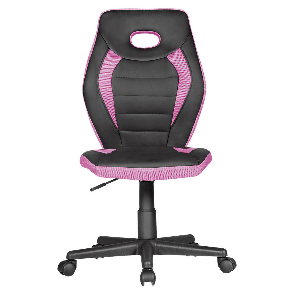 Thumbnail - Mid.you Jugenddrehstuhl Skyport Luan, Schwarz, Pink, Textil, Sternfuß, 63x91x63 cm, Wippfunktion, Wippmechanik ohne Härt...