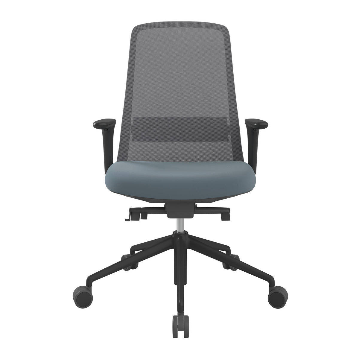 DREHSTUHL Blau, Grau, Schwarz  - Blau/Schwarz, MODERN, Leder/Kunststoff (70/103-115/70cm)