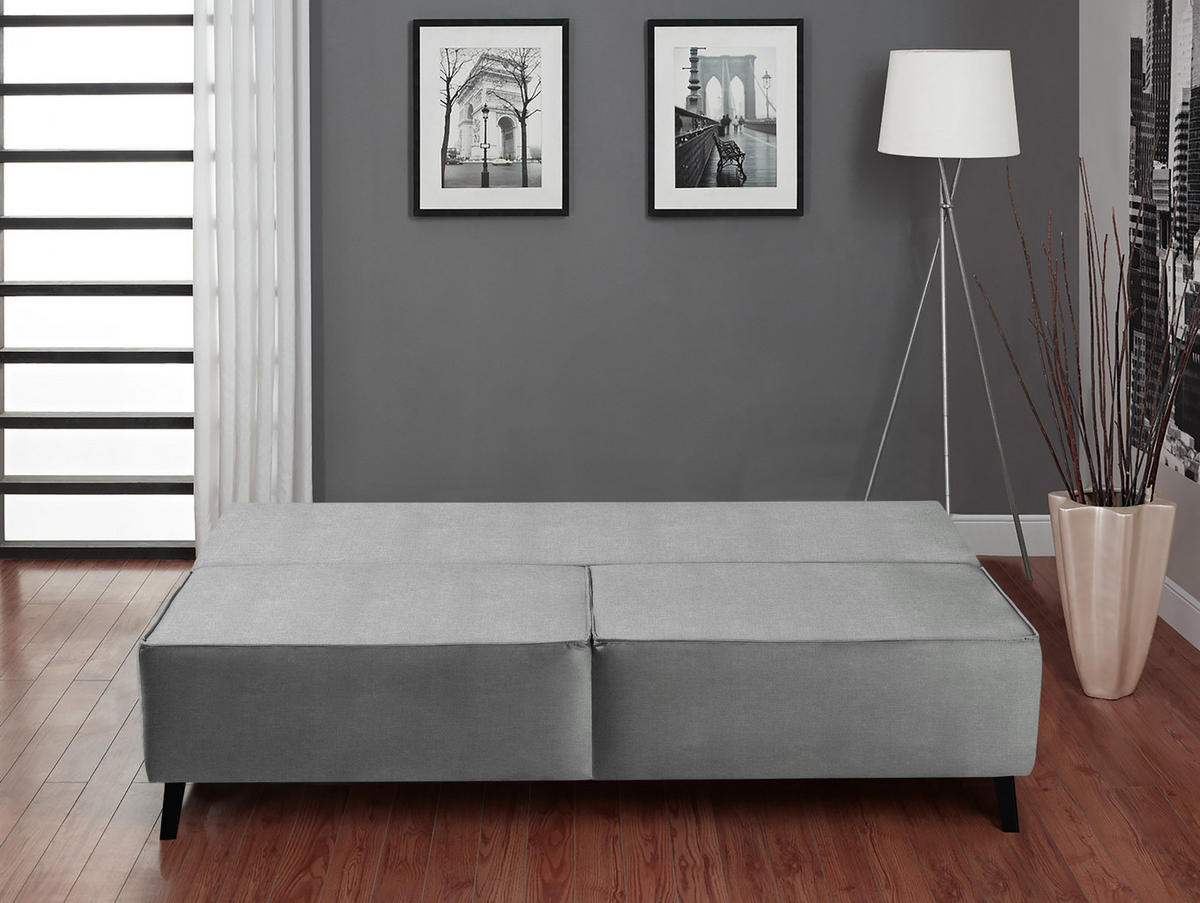 SCHLAFSOFA in Hellgrau  - Hellgrau/Schwarz, Konventionell, Textil/Metall (197/91/88cm) - Novel