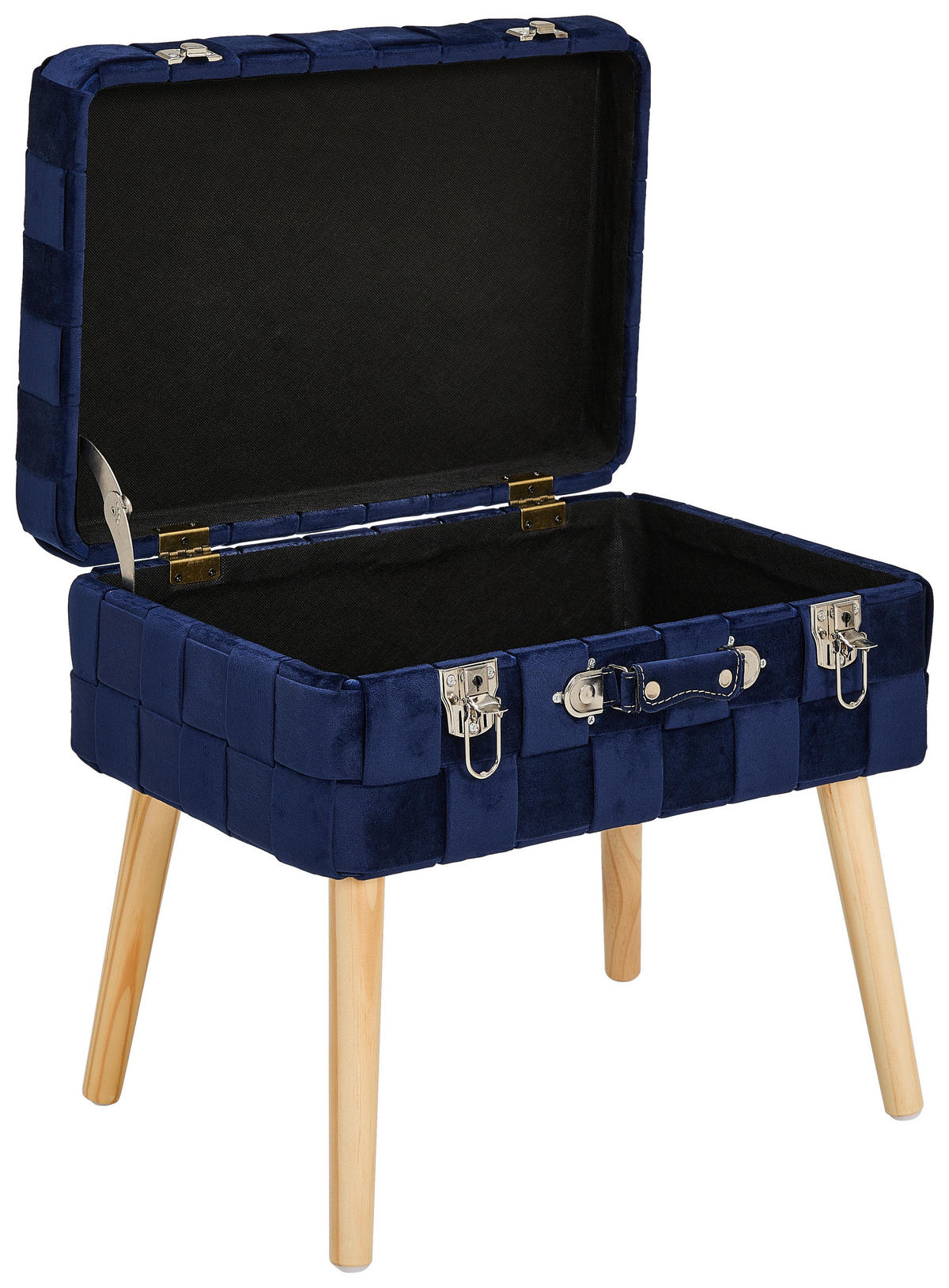 TABURET, dřevo, textil, kompozitní dřevo, 52/47/37 cm - přírodní barvy/tmavě modrá, Trend, dřevo/kompozitní dřevo (52/47/37cm) - Xora