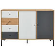 SIDEBOARD  120/80/40 cm 4 Schublade(n)  - Eichefarben/Schwarz, Design, Holzwerkstoff/Metall (120/80/40cm) - Carryhome