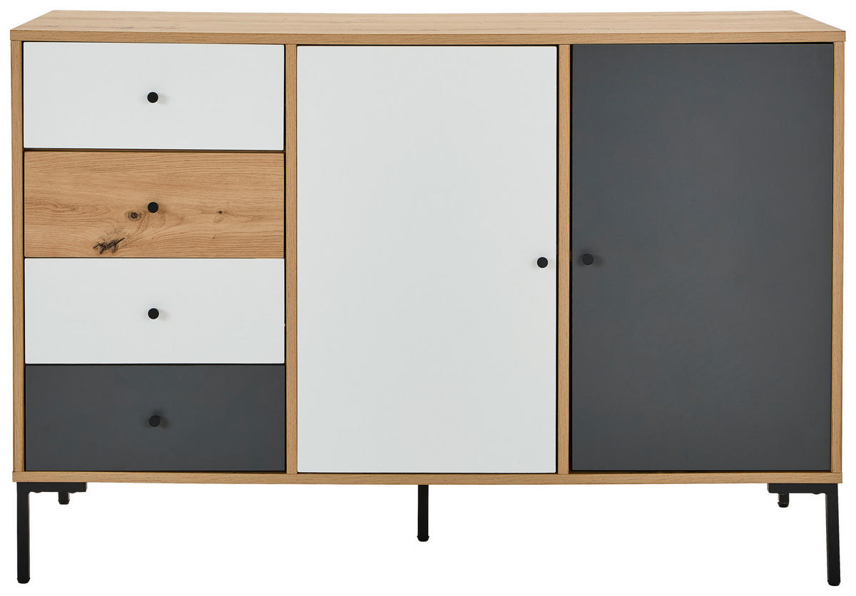 SIDEBOARD  in 120/80/40 cm  - Eichefarben/Schwarz, Design, Holzwerkstoff/Metall (120/80/40cm) - Carryhome