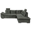 ECKSOFA in Mikrovelours Dunkelgrün  - Dunkelgrün/Schwarz, Konventionell, Kunststoff/Textil (265/217cm) - Carryhome