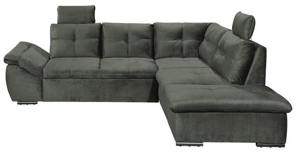 ECKSOFA in Mikrovelours Dunkelgrün - Dunkelgrün/Schwarz, KONVENTIONELL, Kunststoff/Textil (265/217cm) - Carryhome