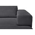 ECKSOFA Anthrazit Cord Rückenkissen, Bettkasten, Schlaffunktion, Rücken echt, Liegefläche im Originalstoff  - Anthrazit/Schwarz, KONVENTIONELL, Textil/Metall (240/150cm) - Carryhome