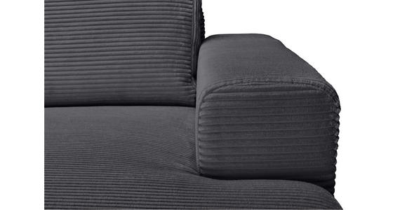 ECKSOFA Anthrazit Cord Rückenkissen, Bettkasten, Schlaffunktion, Rücken echt, Liegefläche im Originalstoff  - Anthrazit/Schwarz, KONVENTIONELL, Textil/Metall (240/150cm) - Carryhome